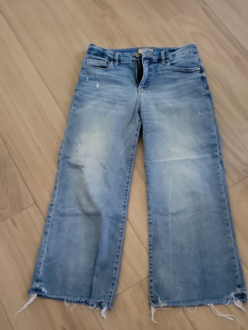 Kut from the Kloth Meg Fab Ab Wide Leg Light Blue Distressed Jeans